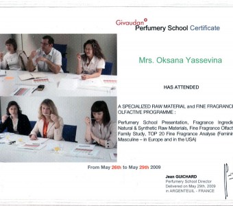 7) 2009.05.26-29 Givaudan Perfumery School Certificate